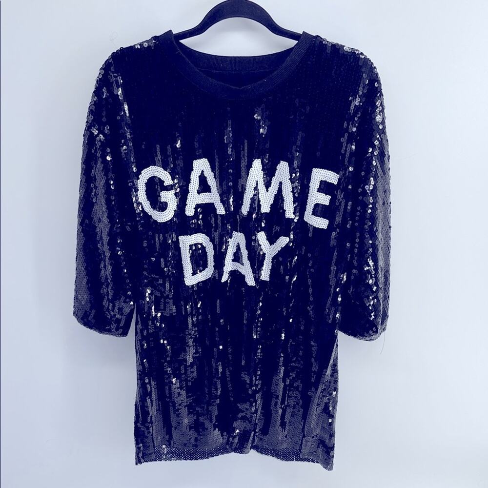 Fully sequined GAME DAY crewneck 3/4 sleeve oversized T-shirt dress